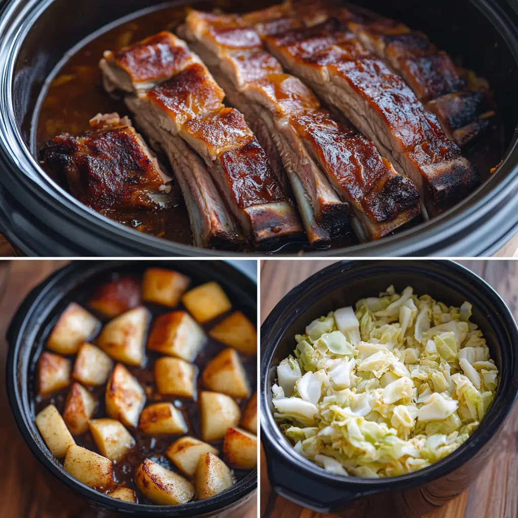 crockpot country ribs and cabbage steps