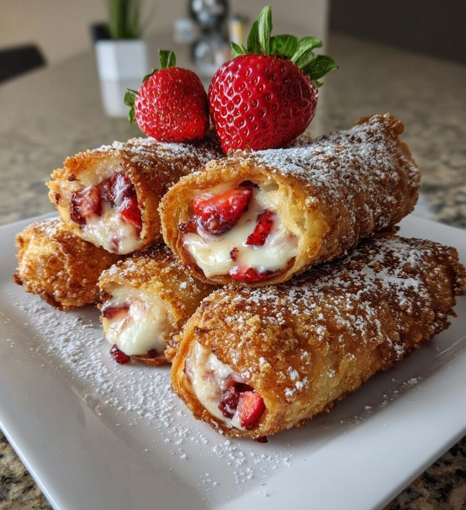 Strawberry Cheesecake Stuffed Eggrolls