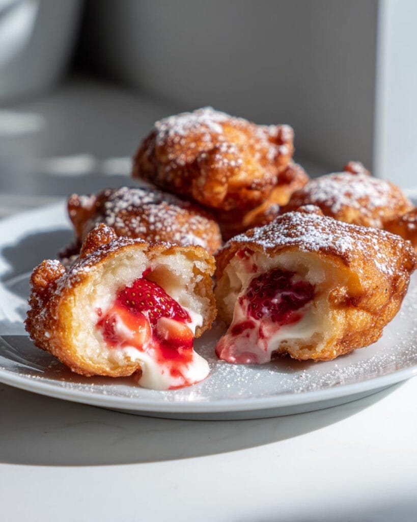 Deep-Fried Strawberry Cheesecake Stuffed Wonton Bites