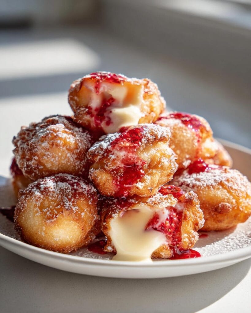 Deep-Fried Strawberry Cheesecake Stuffed Wonton Bites