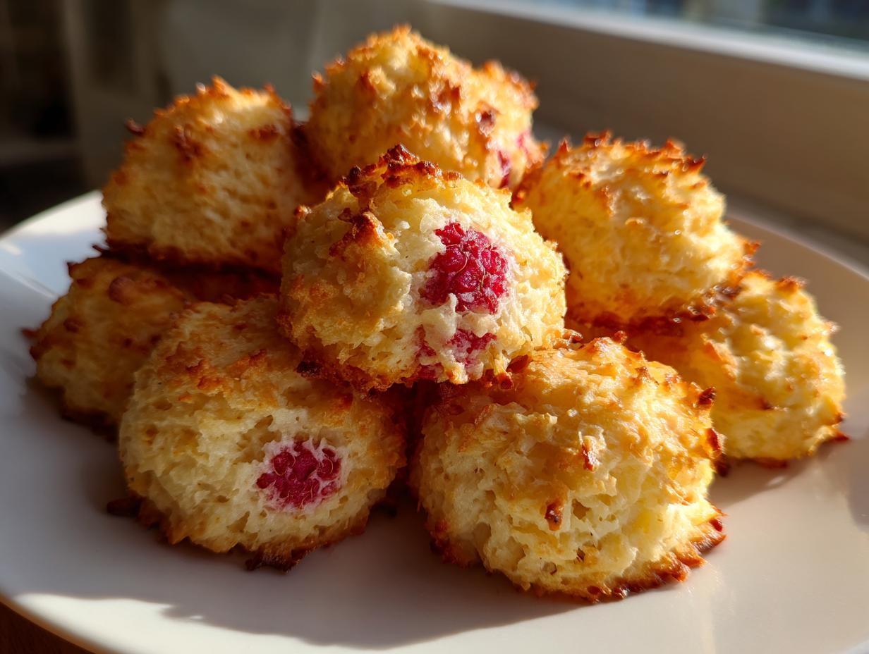 Raspberry Coconut Macaroons - detail 1
