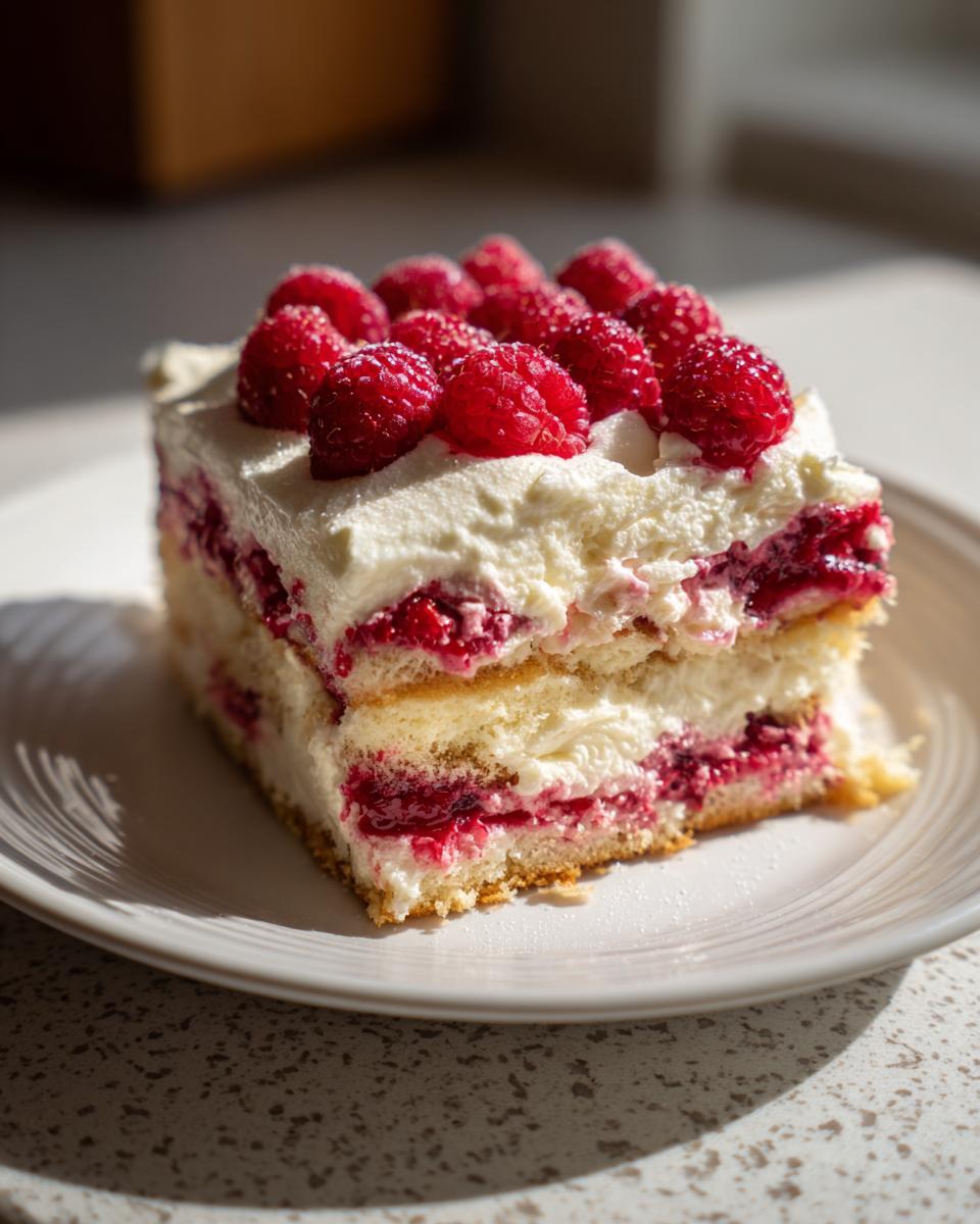 Raspberry Tiramisu layers - detail 1