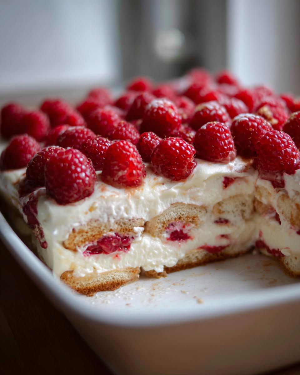 Raspberry Tiramisu layers
